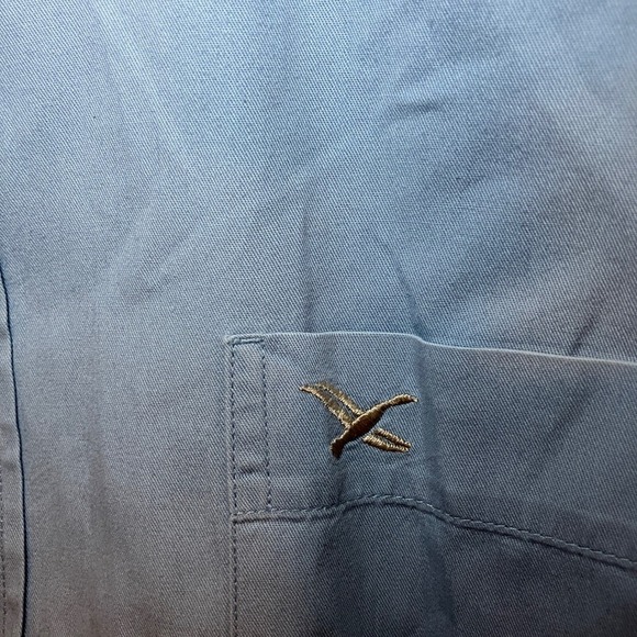 Eddie Bauer Mens Button Down Dress Shirt Long Sleeve Logo Light Blue L - Picture 2 of 4